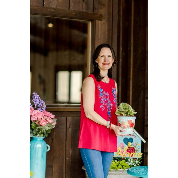 The Pioneer Woman Sleeveless Top with Embroidered Front