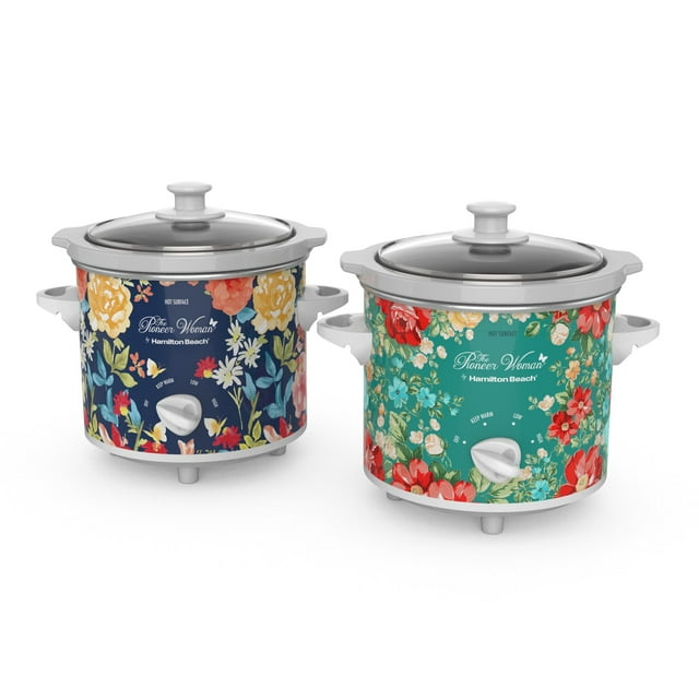 The Pioneer Woman Slow Cooker 1.5 Quart Twin Pack, Fiona Floral and Vintage Floral, 33016