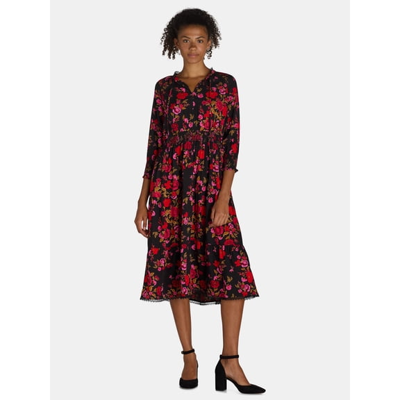 The Pioneer Woman Smocked Waist Maxi Dress, Women’s and Women’s Plus, Sizes XS-3X
