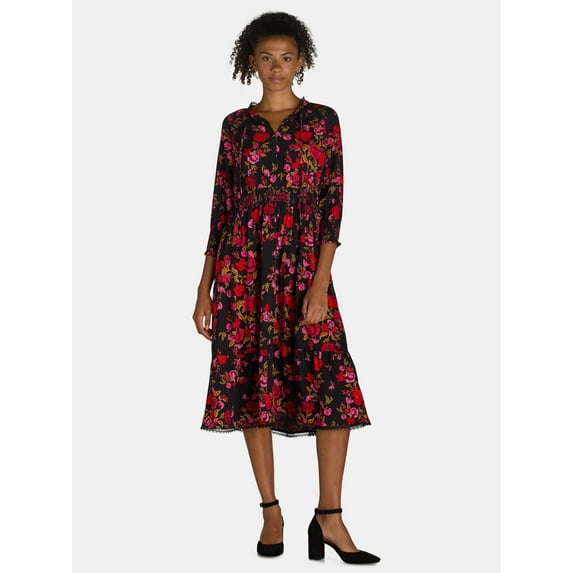 The Pioneer Woman Smocked Waist Maxi Dress, Women’s and Women’s Plus, Sizes XS-3X