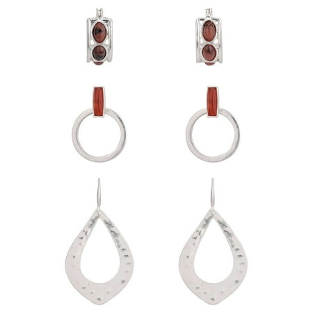 The Pioneer Woman Soft Silver-tone Metal Trio Earring, Rhodium