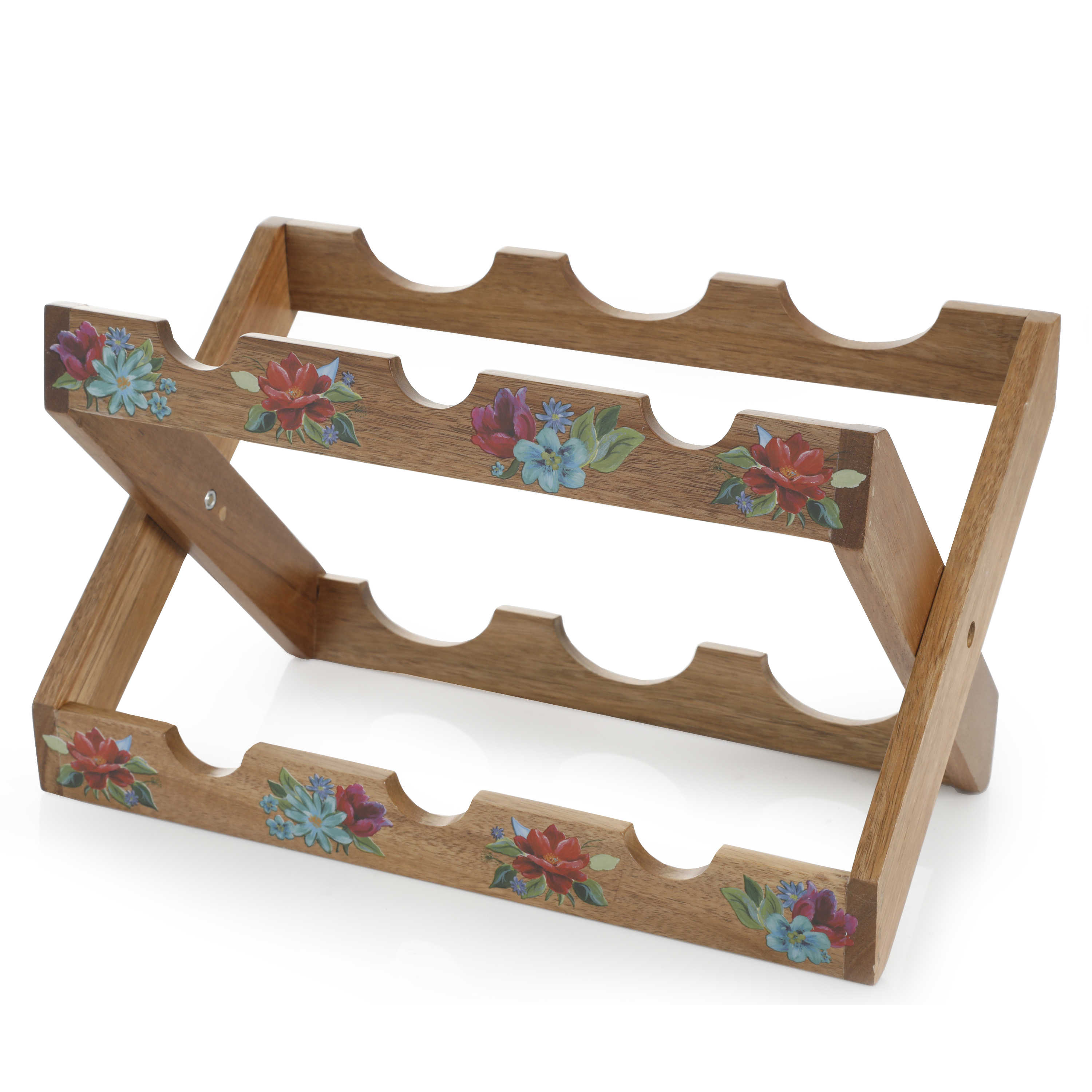 The Pioneer Woman Spring Bouquet 13.9-inch Acacia Wood Wine Rack - image 1 of 6
