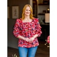 thumbnail image 1 of The Pioneer Woman Square Neck Blouse with Ruffle Sleeves, Women's, 1 of 6