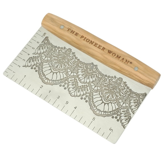 The Pioneer Woman Stainless Steel & Olivewood Bench Scraper & Dough Cutter