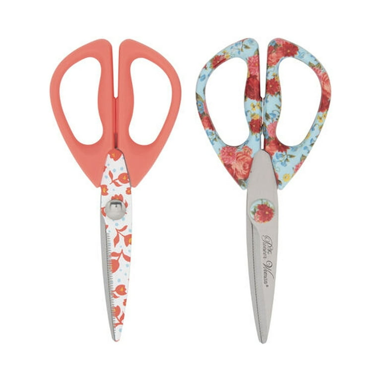 The Pioneer Woman Stainless Steel Sweet Rose All Purpose Kitchen Shears,  Set of 2 Pink