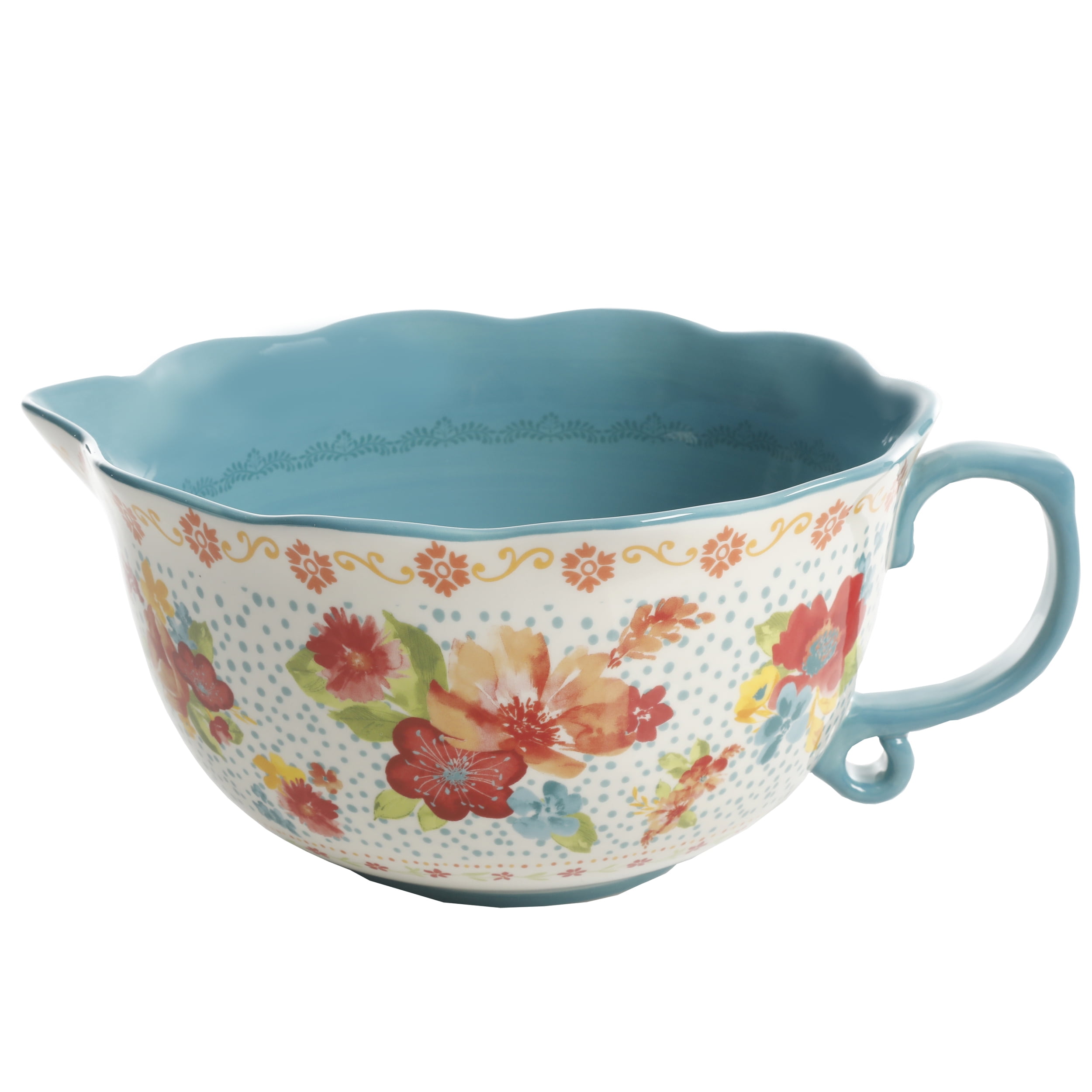 Pioneer Woman Timeless Floral Large Batter Mixing Baking Bowl With Handle  NEW