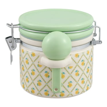 The Pioneer Woman Stoneware Painted Meadow Medium Canister with Lid and Ceramic Spoon