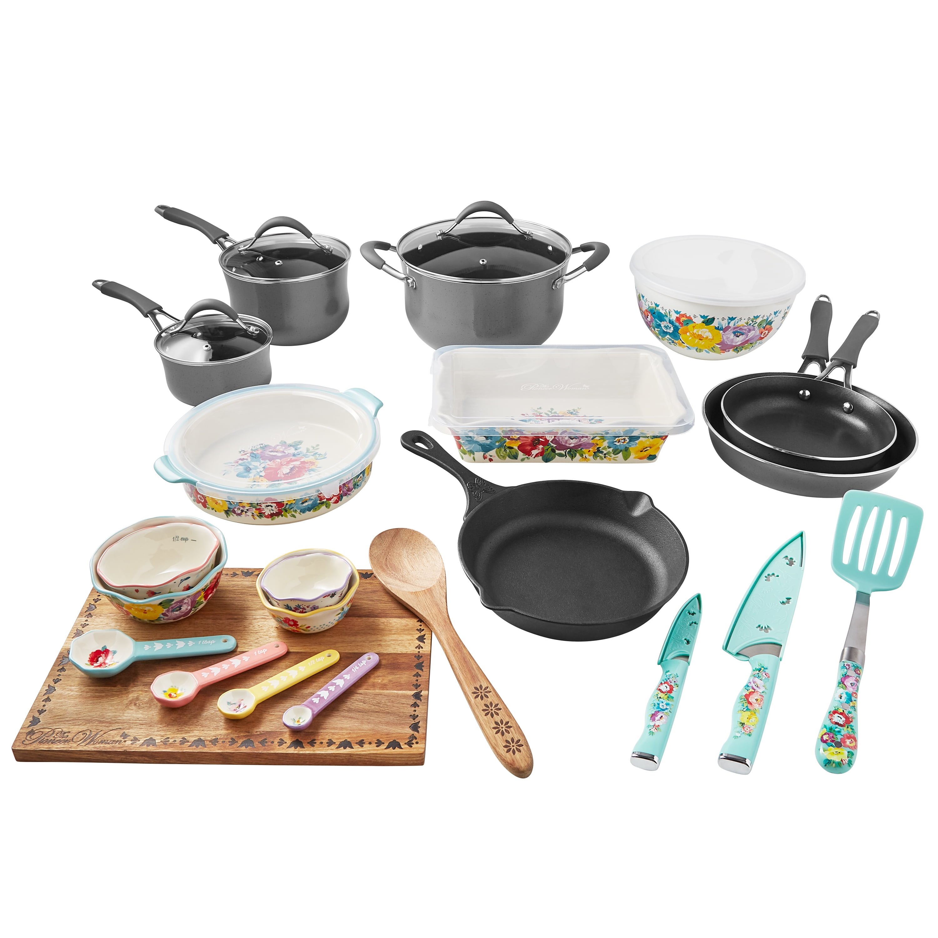 Pioneer Woman 30 Piece Cookware, Bakeware and Cutlery Set