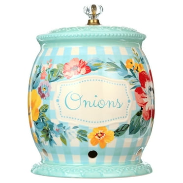 The Pioneer Woman Sweet Romance 7.4-inch Ceramic Onion Keeper with Lid