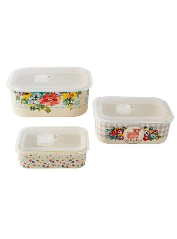 The Pioneer Woman Sweet Romance Blossoms 6-Piece Rectangle Ceramic Nesting Bowls