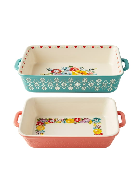 The Pioneer Woman Sweet Romance Blossoms Assorted Color 2-Piece Rectangular Ceramic Baking Dishes