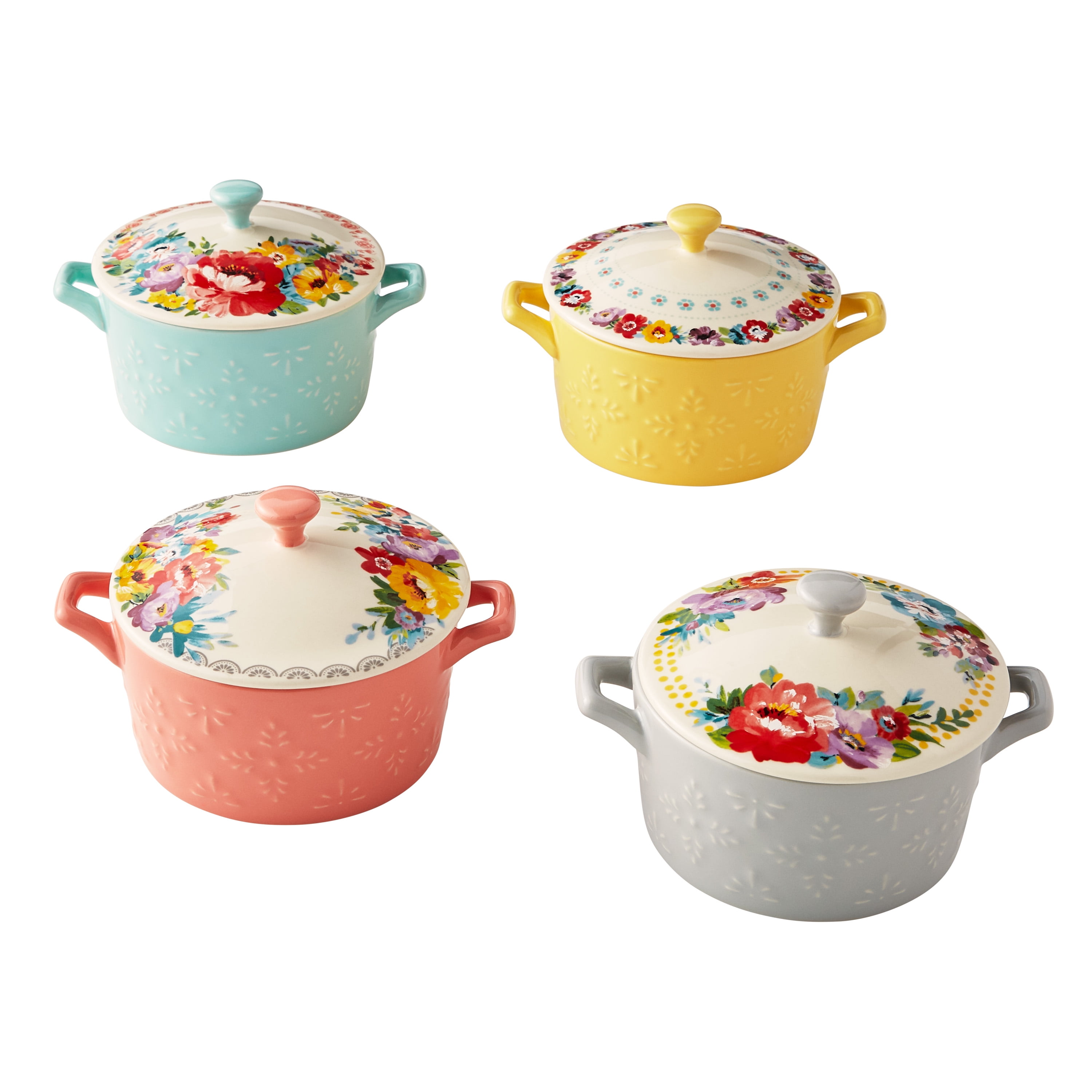 The Pioneer Woman Floral 6.25-Inch Casserole with Lid, Set of 4