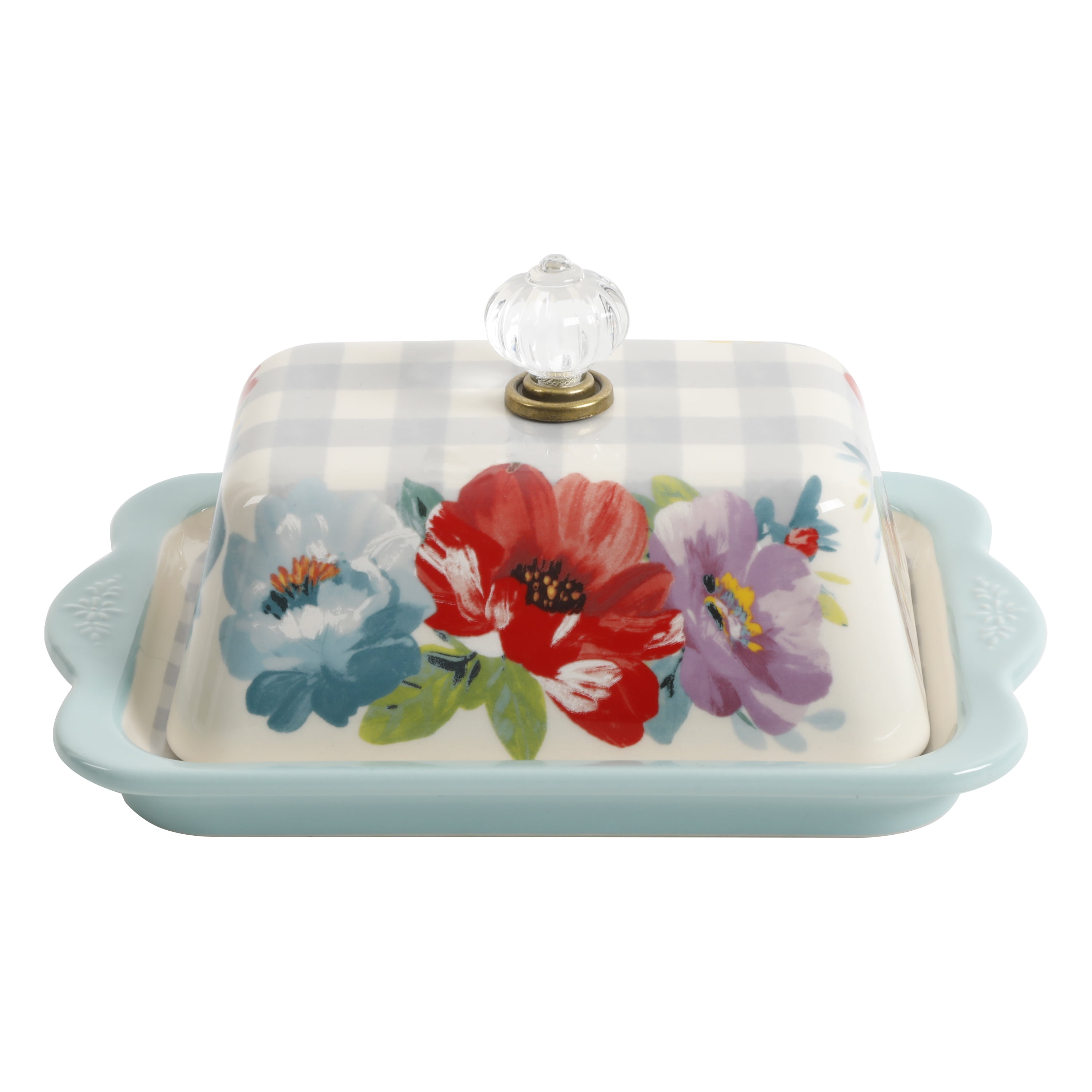 The Pioneer Woman Sweet Romance Ceramic Double Stick Blue Butter Dish 