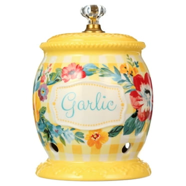 The Pioneer Woman Sweet Romance Ceramic Garlic Keeper with Lid