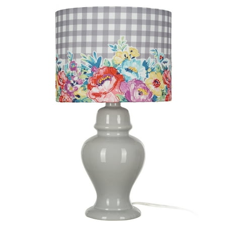 The Pioneer Woman Sweet Romance Table Lamp, Gray Finish, 16 in
