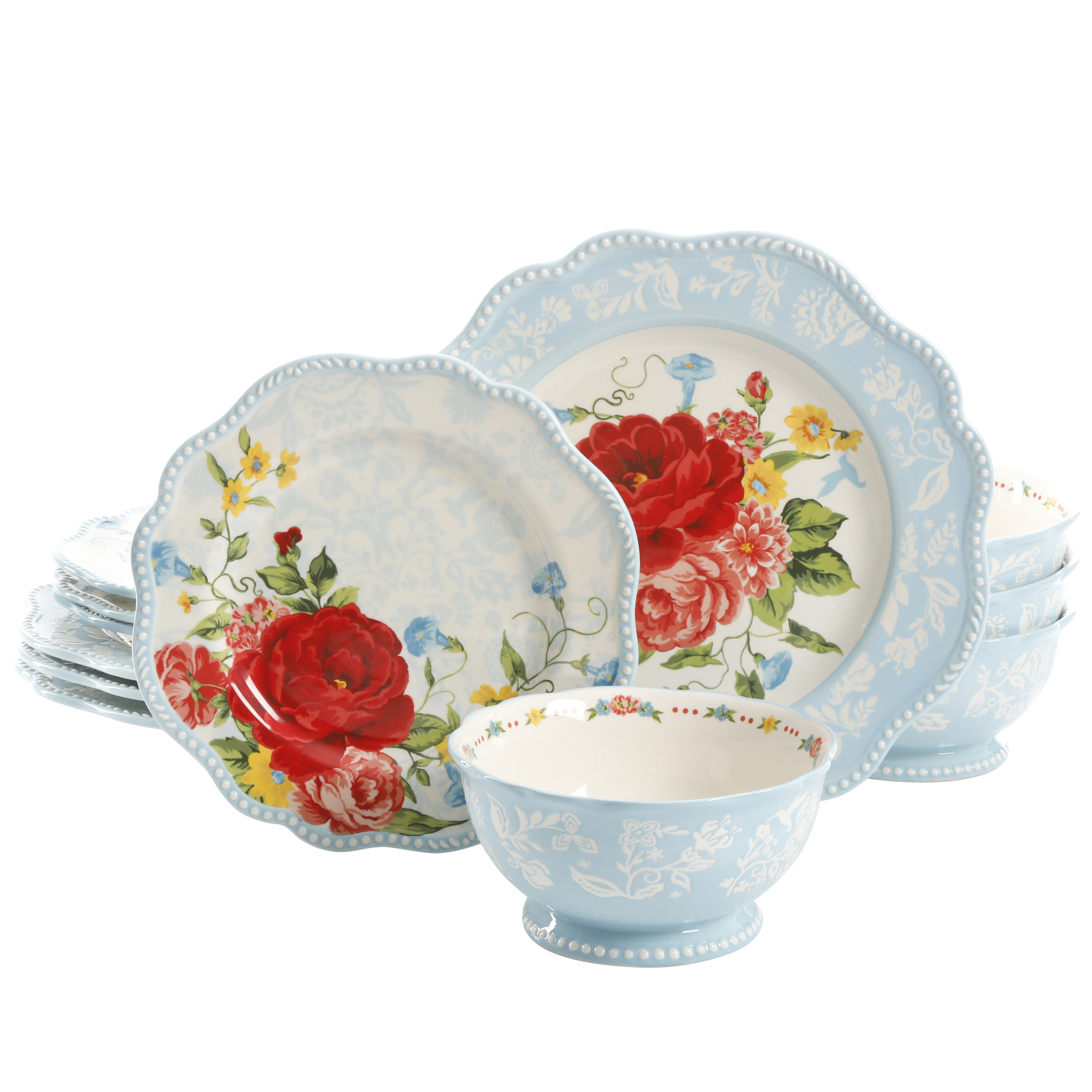 The Pioneer Woman Sweet Rose 12-Piece Stoneware Dinnerware Set photo 1