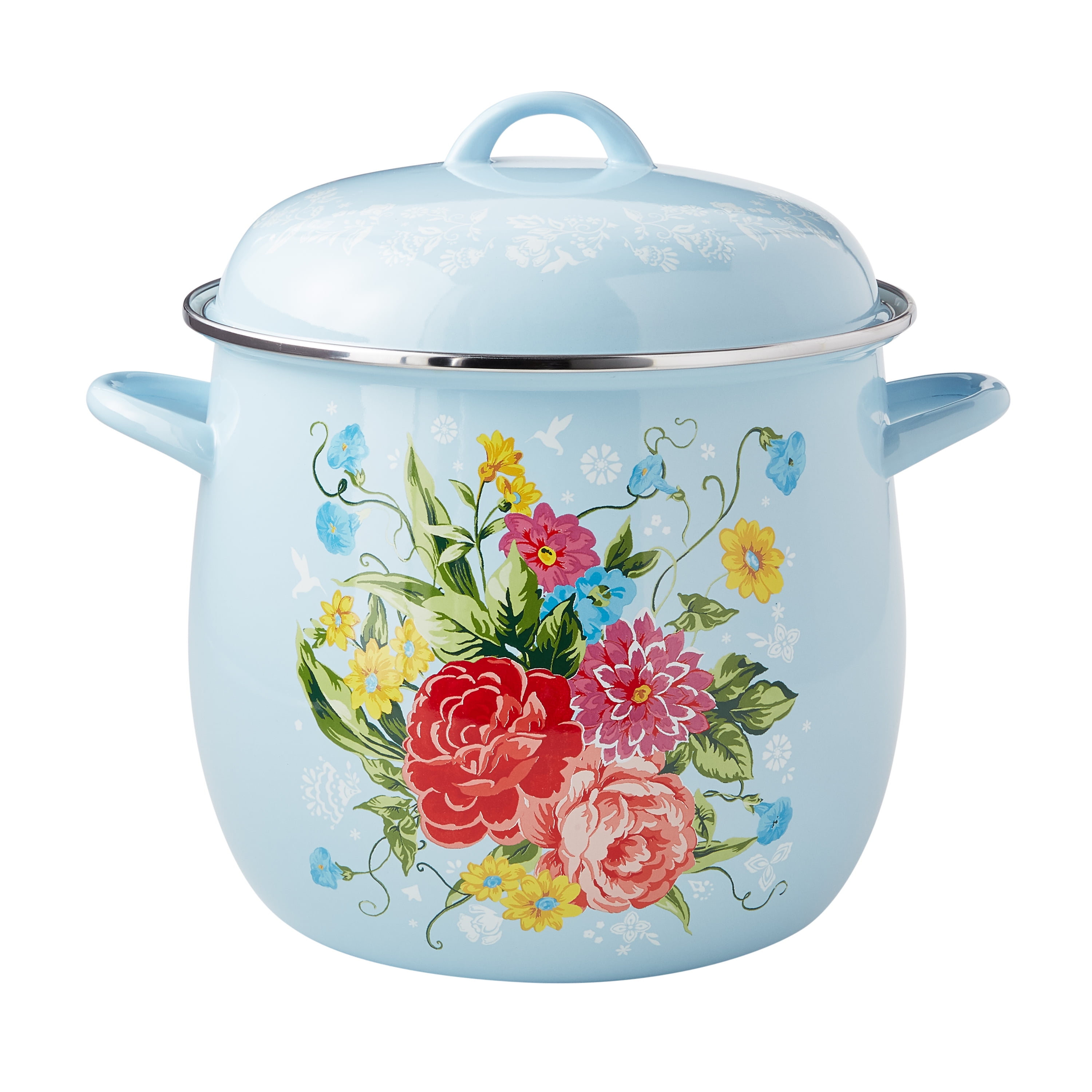 The Pioneer Woman Vintage Floral 12 Quart Stock Pot, Turquoise
