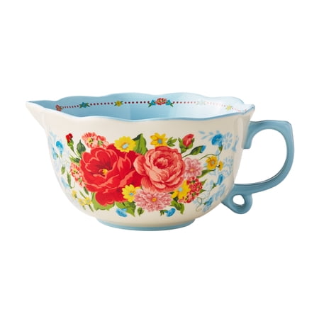 The Pioneer Woman Sweet Rose 12-Inch Ceramic Batter Mixing Bowl with Spout