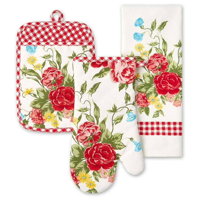 The Pioneer Woman Sweet Rose 3Piece Kitchen Set Kitchen Towel, Oven