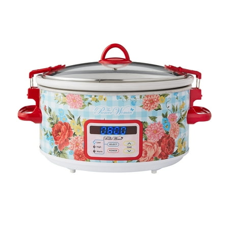 The Pioneer Woman Sweet Rose 6-Quart Stainless Steel Digital Slow Cooker
