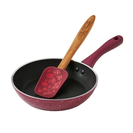 The Pioneer Woman Timeless Beauty Aluminum 8-Inch Frypan with Spatula, Merlot