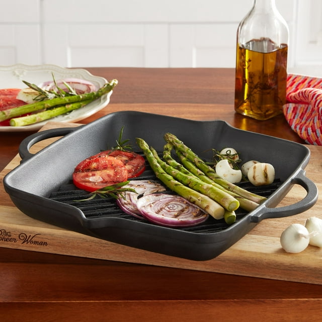 The Pioneer Woman Timeless Beauty Black Cast Iron 11-inch Square Grill Pan