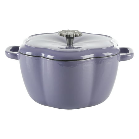 The Pioneer Woman Timeless Beauty Floral Shaped Enamel Cast Iron 3-Quart Dutch Oven, Purple