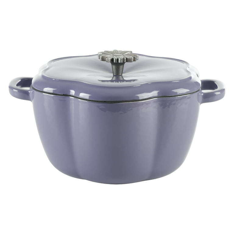 Purple Enamel Cast Iron Dutch Oven Lidded Sauce Stock Pot 6.5
