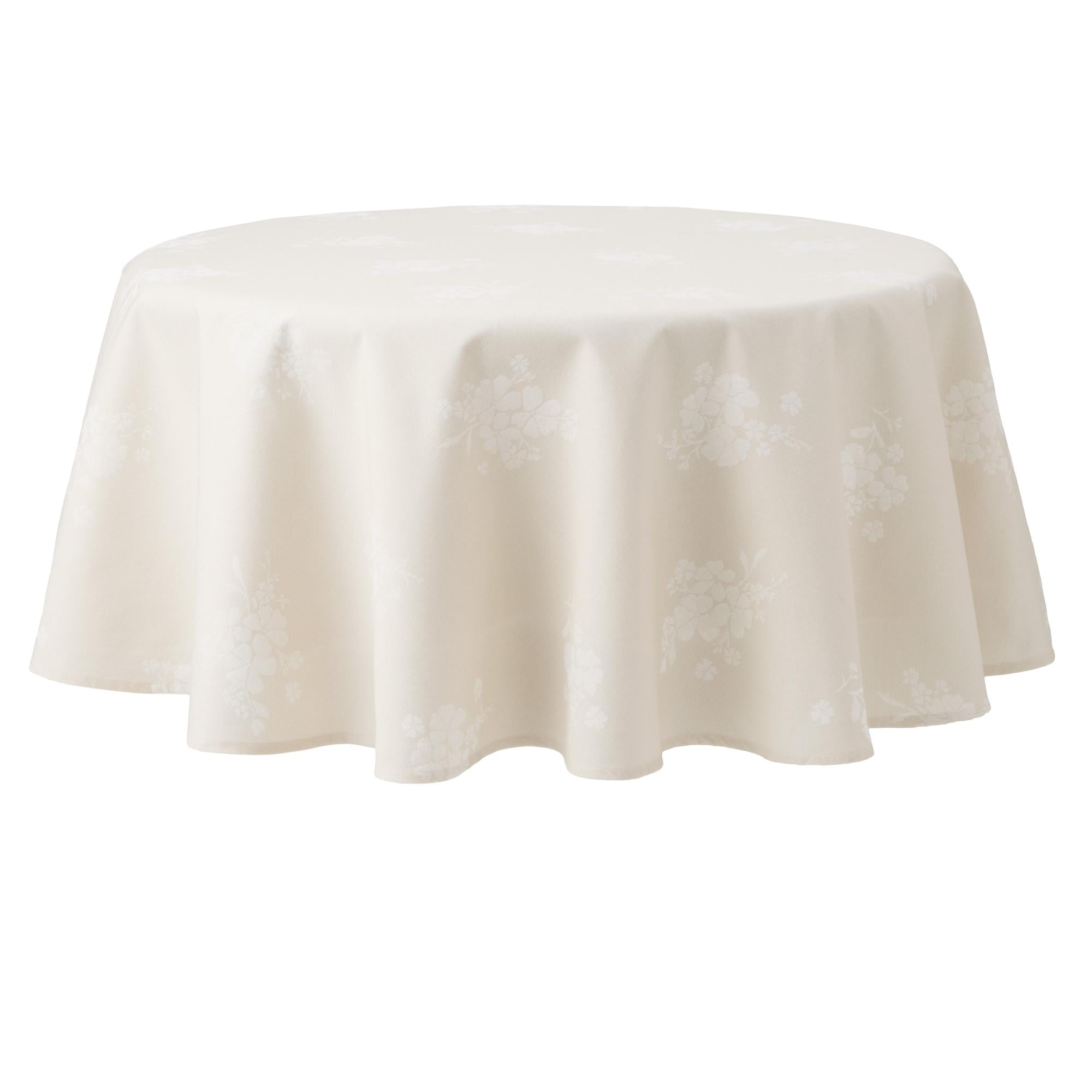 The Pioneer Woman Tonal Floral Jacquard Woven Fabric Tablecloth, Light Taupe, 70" Round