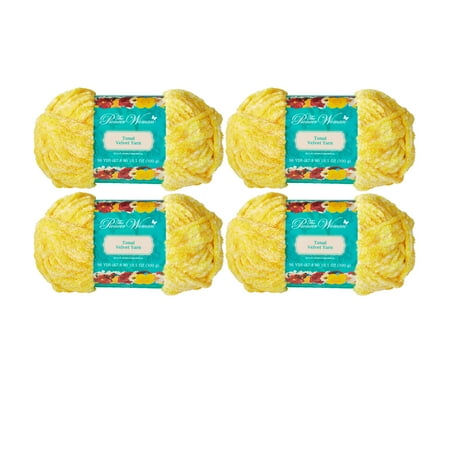The Pioneer Woman Tonal Velvet Lemon Yarn, 96 yards, Pack of 4