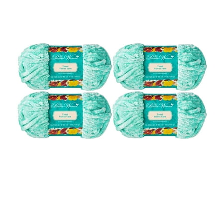 The Pioneer Woman Tonal Velvet Mint Yarn, 96 yards, Pack of 4