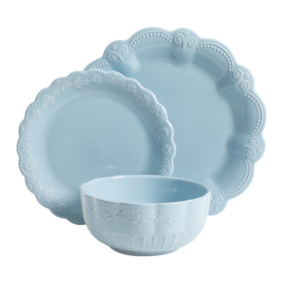 The Pioneer Woman Toni Light Blue Dinnerware Set, 12-Piece