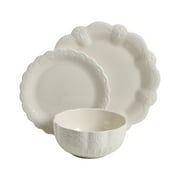 The Pioneer Woman Toni 12-Piece Stoneware Dinnerware Set, Linen Color