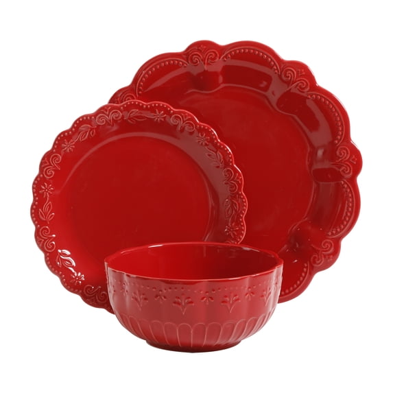 The Pioneer Woman Toni Red Dinnerware Set, 12-Piece