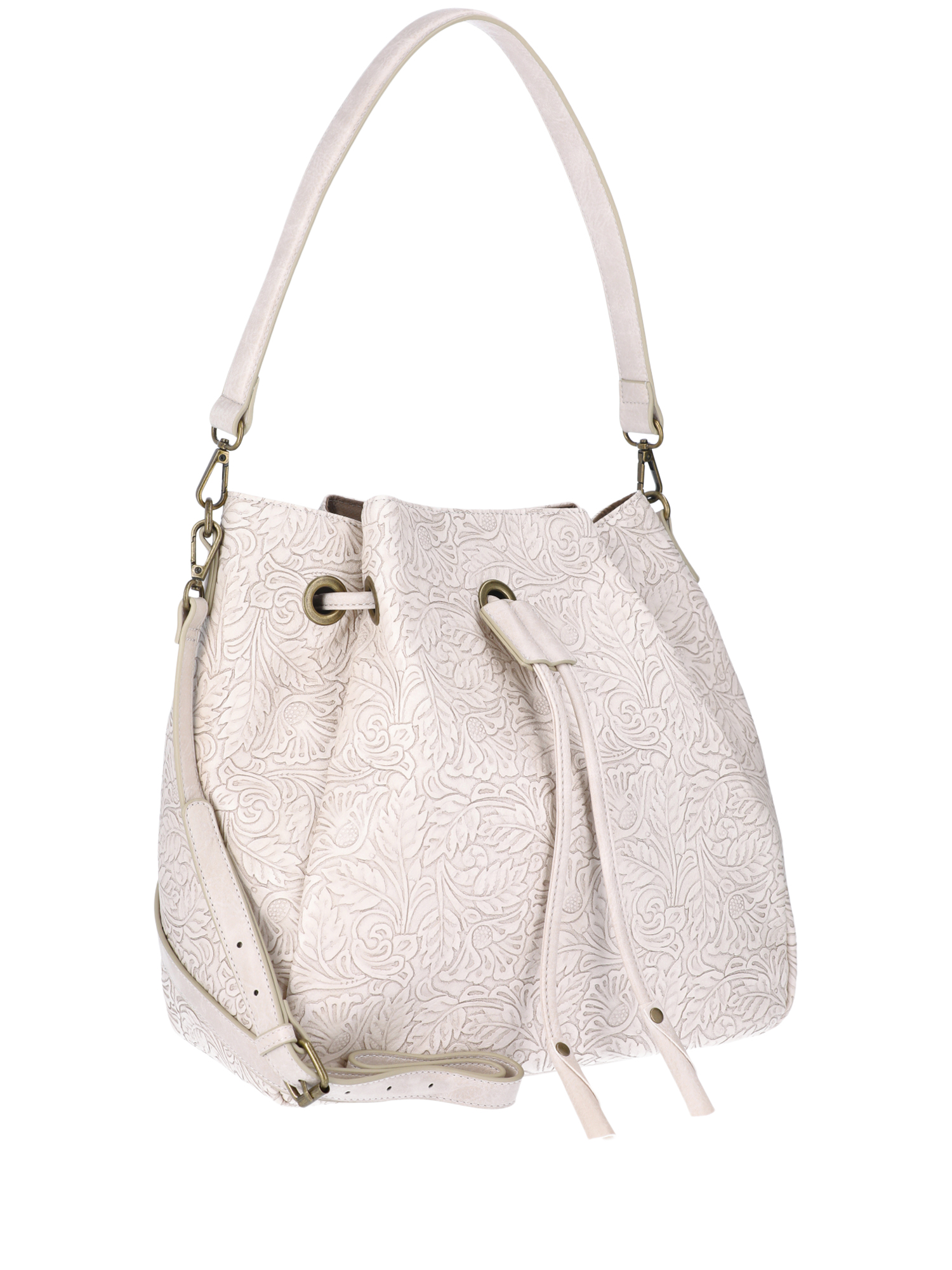 The Pioneer Woman Tooled Faux Leather Bucket Bag, Ivory