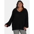 thumbnail image 1 of The Pioneer Woman V-Neck Pointelle Cardigan Sweater, Lightweight, Women’s Plus, 1 of 5