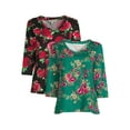 thumbnail image 1 of The Pioneer Woman V-Neck T-Shirt with Long Sleeves, 2-Pack, 1 of 6