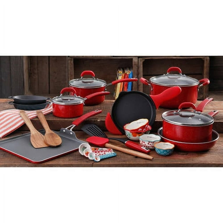 The Pioneer Woman Vintage Cookware Combo Set, 27 Piece 