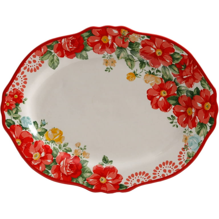 Floral serving platter top