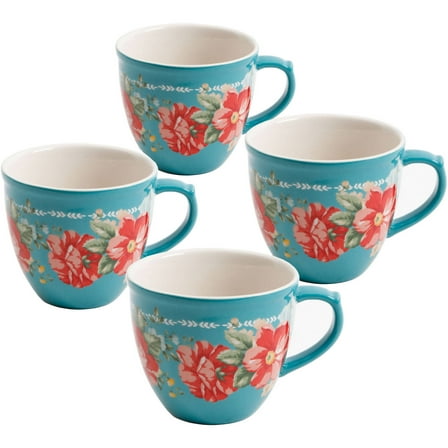 The Pioneer Woman Vintage Floral 4-Piece Mug Set, 16 fl oz
