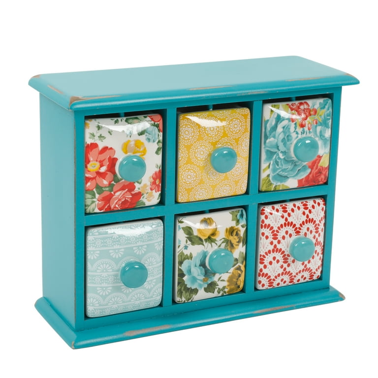 The Pioneer Woman Vintage Floral 6 Drawer Spice Tea Box