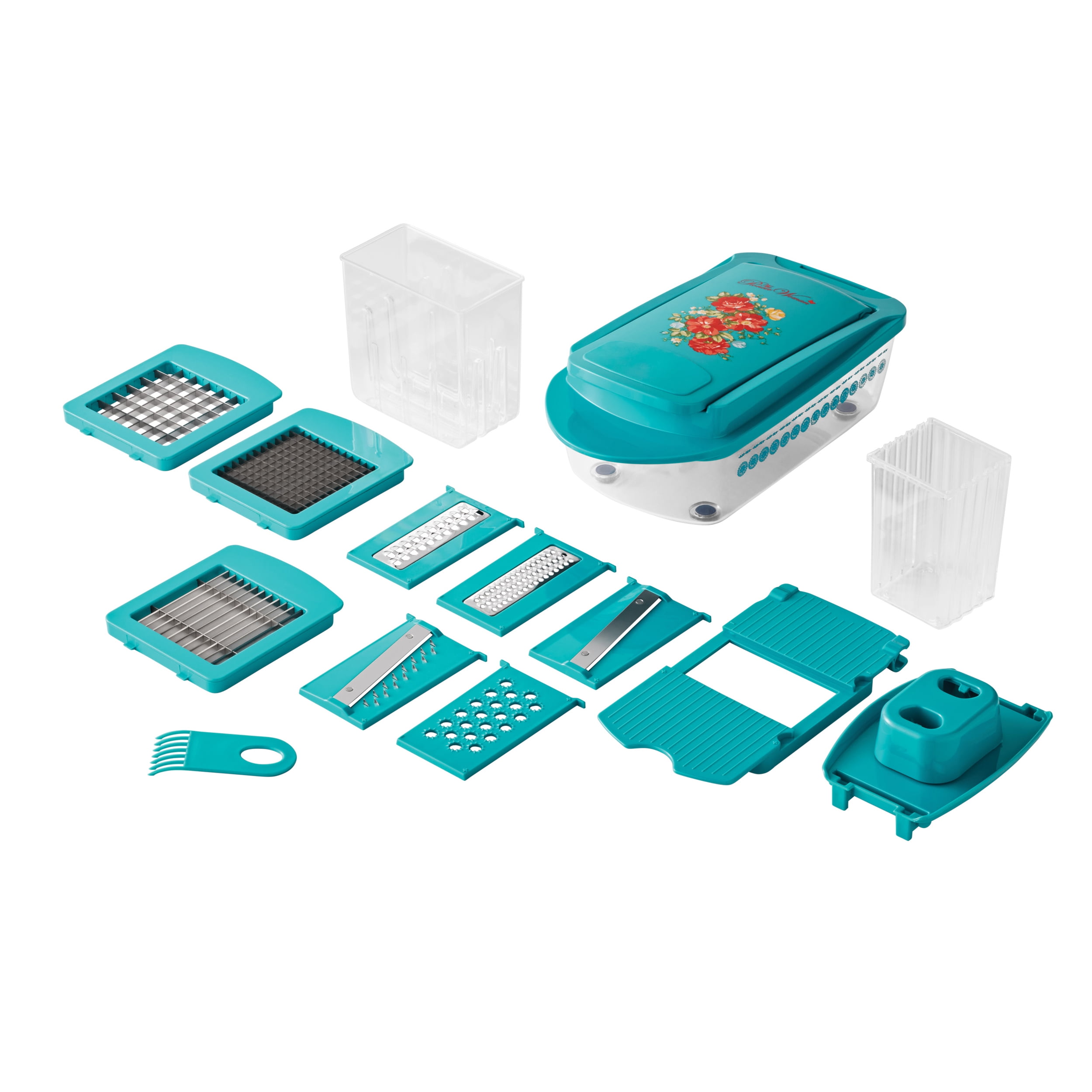 Teal Floral 8-in-1 Food Slicer and Chopper Set