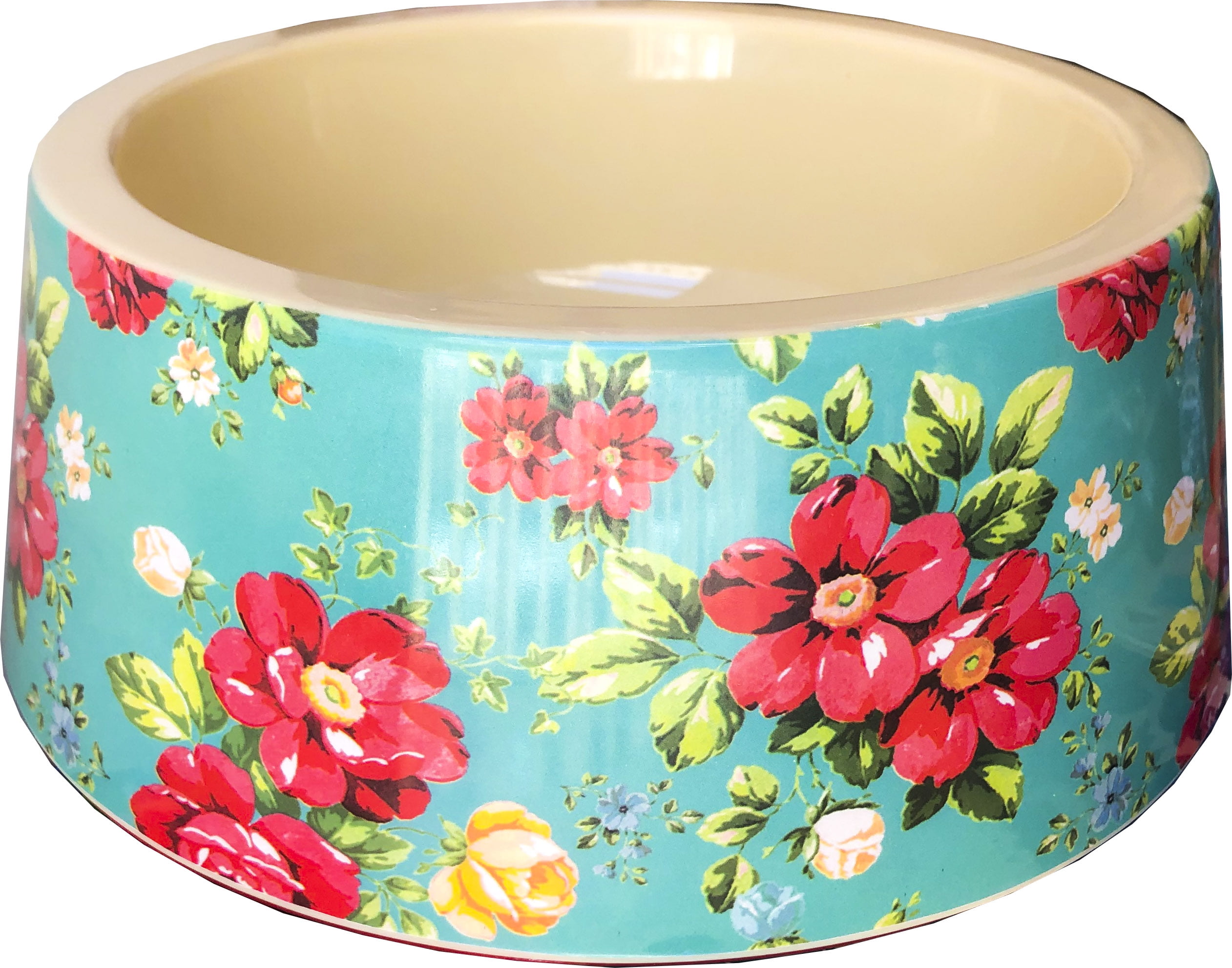 The Pioneer Woman Vintage Floral Melamine Feeding Bowl for Pets, 37 oz