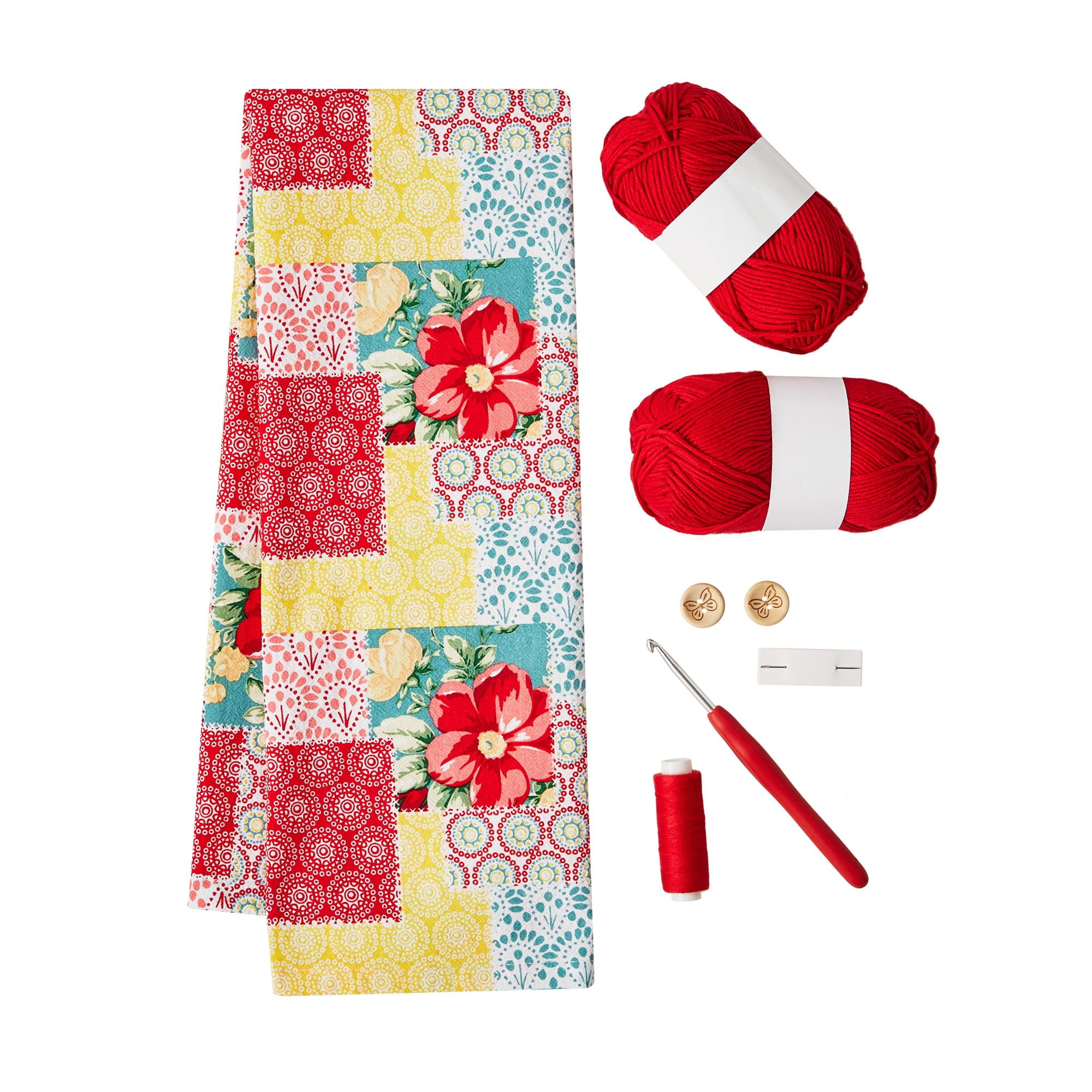 The Pioneer Woman Culinary Floral Crochet Tea Towel Kit, Multicolor