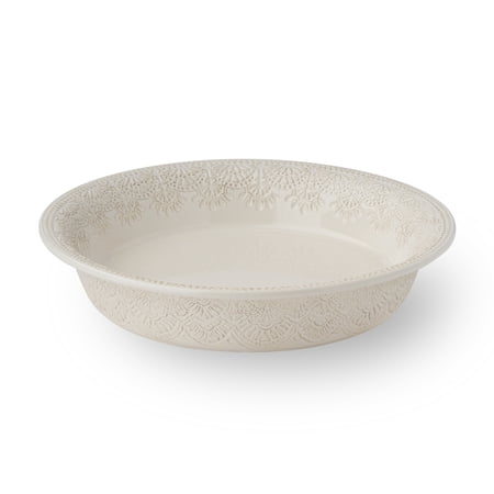 The Pioneer Woman Vintage Lace 10” Ceramic Pie Pan and Tart Dish, Sturdy Stoneware Bakeware, Cream