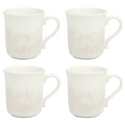 The Pioneer Woman Vintage Lace Ceramic Mug Set, Linen, 4-Pack