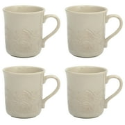 The Pioneer Woman Vintage Lace Ceramic Mug Set, Taupe, 4-Pack