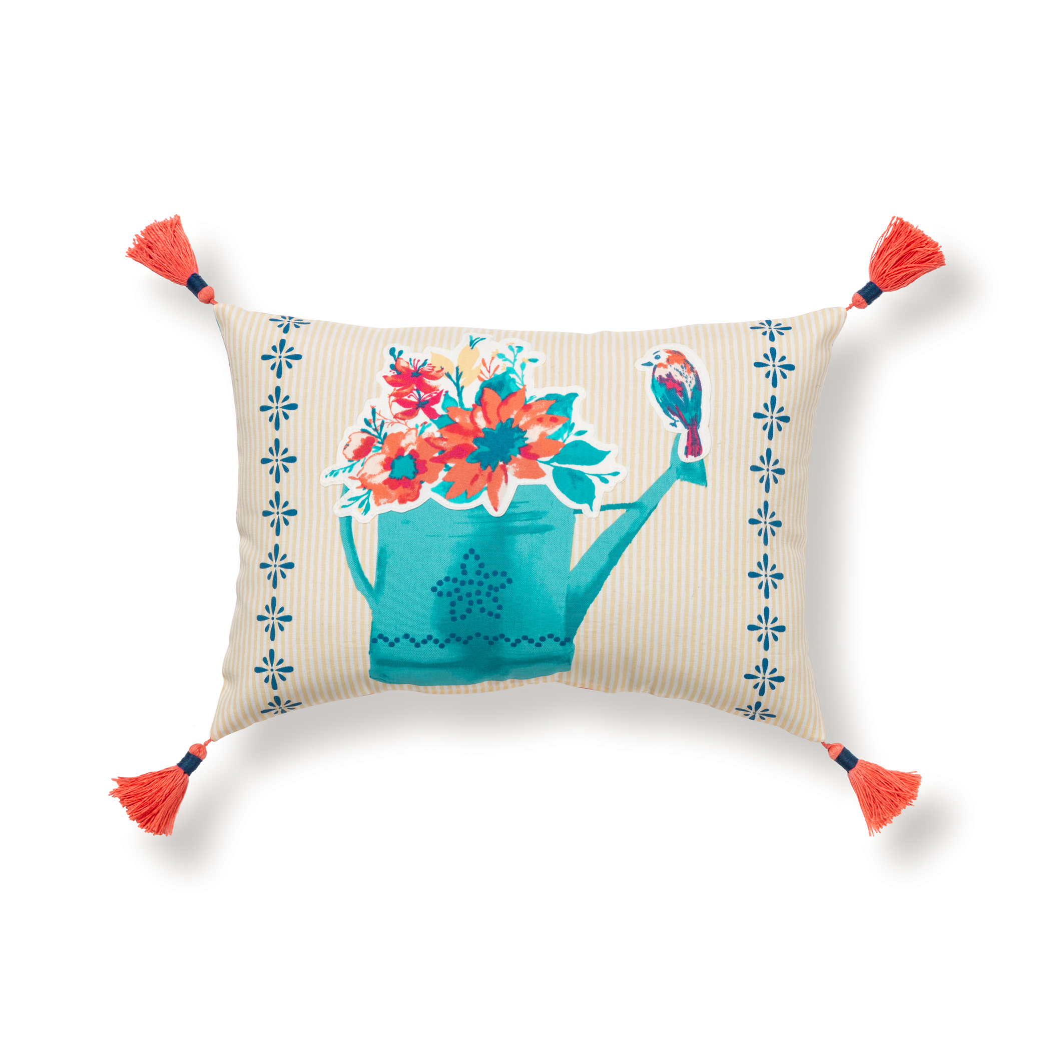 The Pioneer Woman Watering Can Outdoor Rectangle Pillow, Multicolor, 14" x 20" - image 1 of 8
