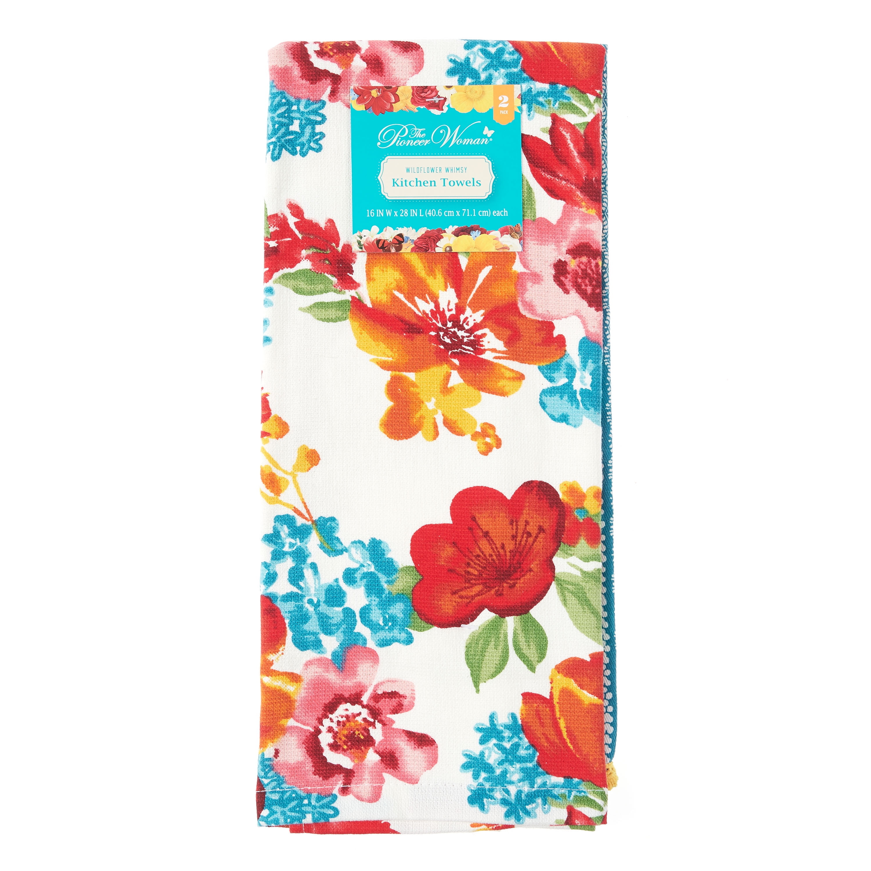 Pioneer Woman Delaney Gingham Floral Check Kitchen Towel Set, 2