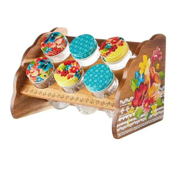 The Pioneer Woman Wildflower Whimsy Six Jar Spice Rack